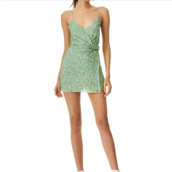 Alice + Olivia Dresses & Skirts - Alice + Olivia CELESTINE EMBROIDERED WRAP DRAPED MINI DRESS